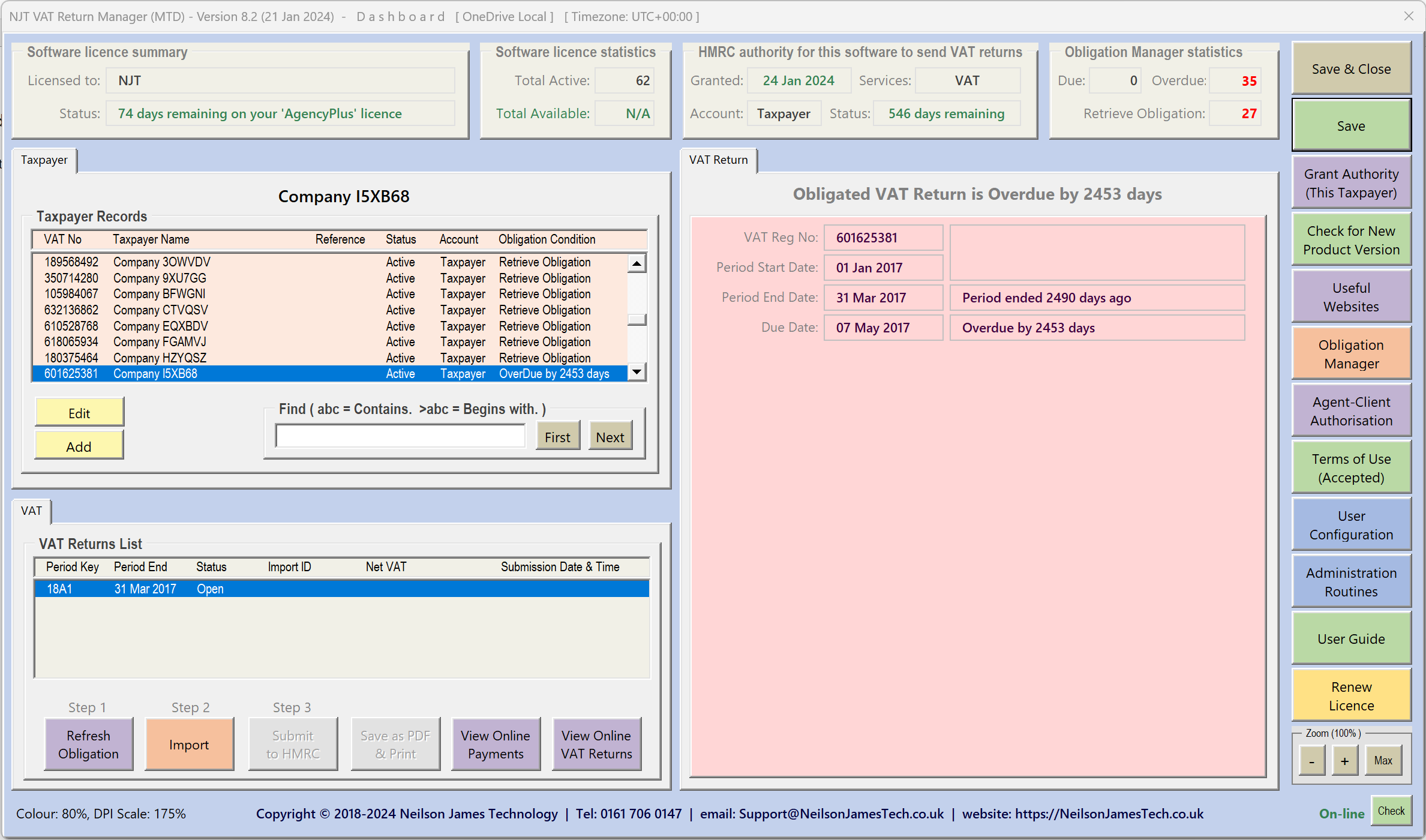 MTD Dashboard Example 1