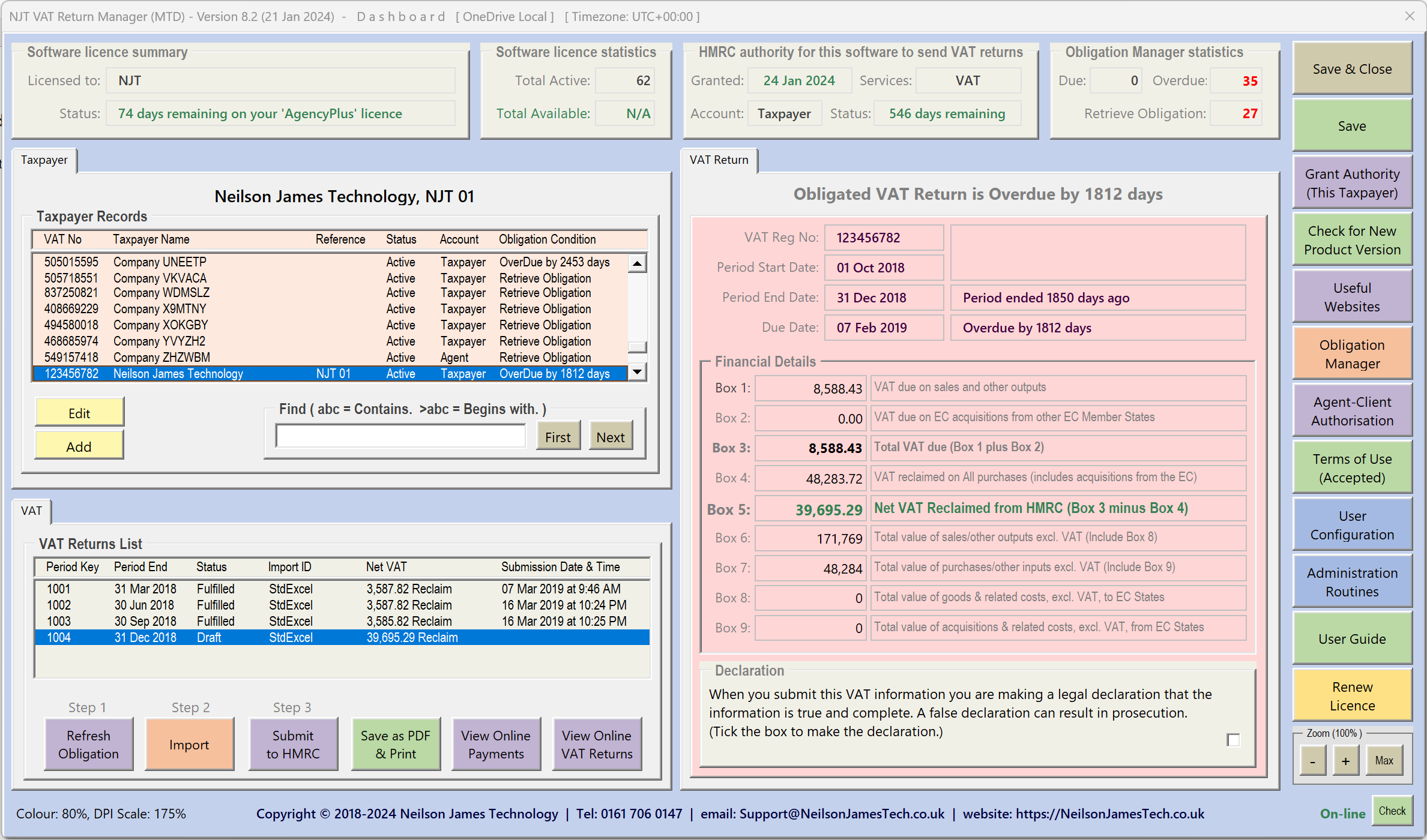 MTD Dashboard Example 2